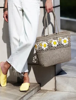 Kvinnor Ceannis Strandväskor|Flower Crochet Basket - Strandväskor