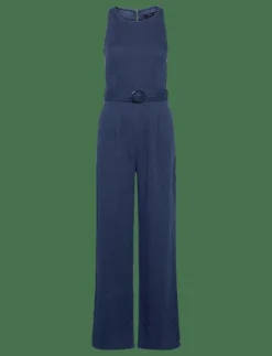 Mango Flowy denim jumpsuit with belt - Jumpsuits|Kvinnor Jumpsuits