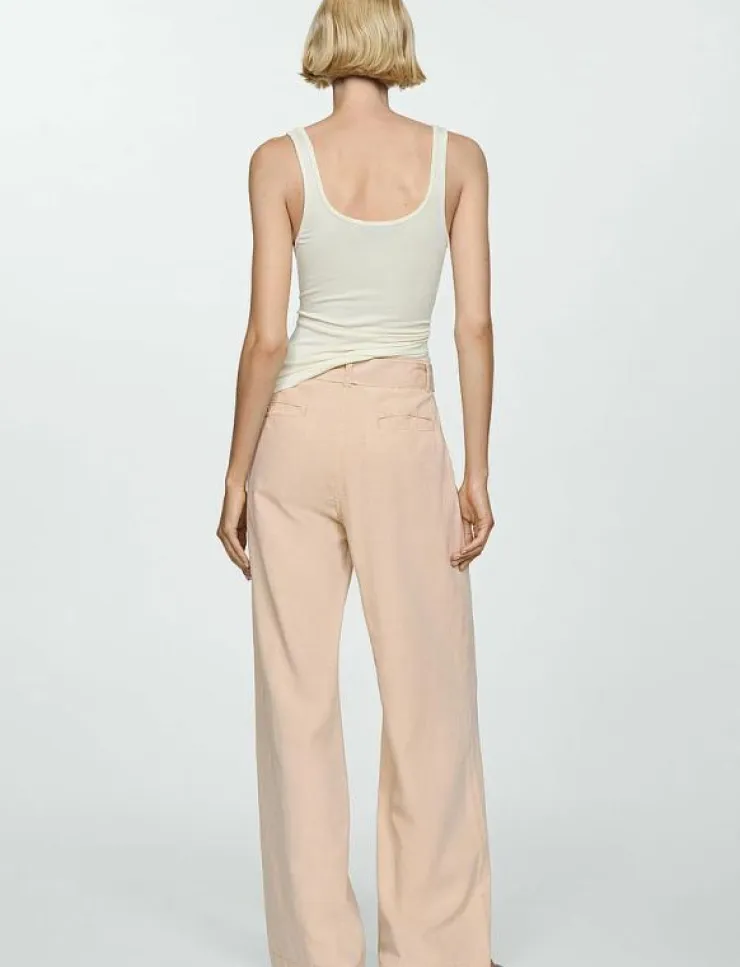 Mango Flowy wideleg trousers with belt - Vida byxor|Kvinnor Byxor