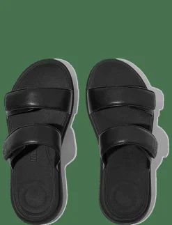 Kvinnor FitFlop Mules & Slip-Ins|F-MODE GO ADJUSTABLE FLATFORM TWO-BAR SLIDES - Platta mules