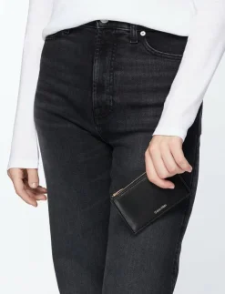 Kvinnor Calvin Klein Plånböcker & Korthållare|FOIL LOGO TOP ZIP CARDCASE - Korthållare