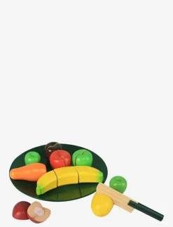Magni Toys Fruit in wood on the plate, with velcro - Leksaksmat & Leksakstårtor|Barn Leksakskök & Tillbehör