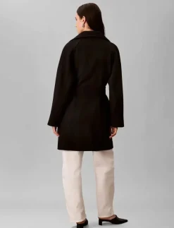 Kvinnor Calvin Klein Plus Size & Curvy|FUNNEL NECK KNEE LENGTH WOOL COA - Ullkappor