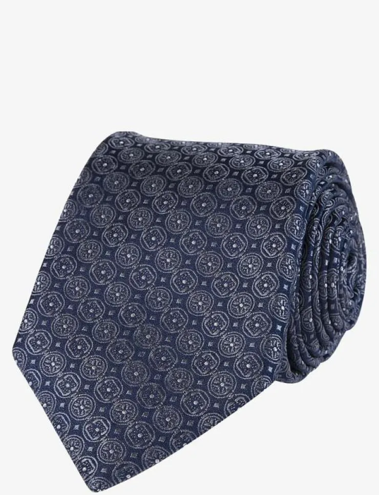 Portia 1924 Slipsar & Accessoarer|Geometric Pattern Silk Tie - Slipsar