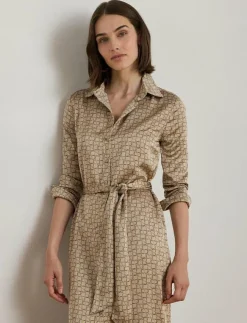 Kvinnor Lauren Ralph Lauren Klänningar|Geo-Print Satin Charmeuse Shirtdress - Midiklänningar
