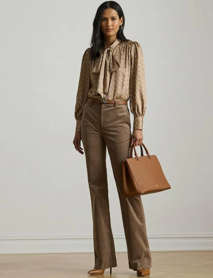 Kvinnor Lauren Ralph Lauren Blusar & Skjortor|Geo-Print Twill Tie-Neck Blouse - Långärmade blusar