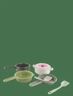 Barn Dantoy Leksakskök & Tillbehör|GREEN BEAN POT-SIEVE-PAN 7 PCS - Tillbehör till leksakskök