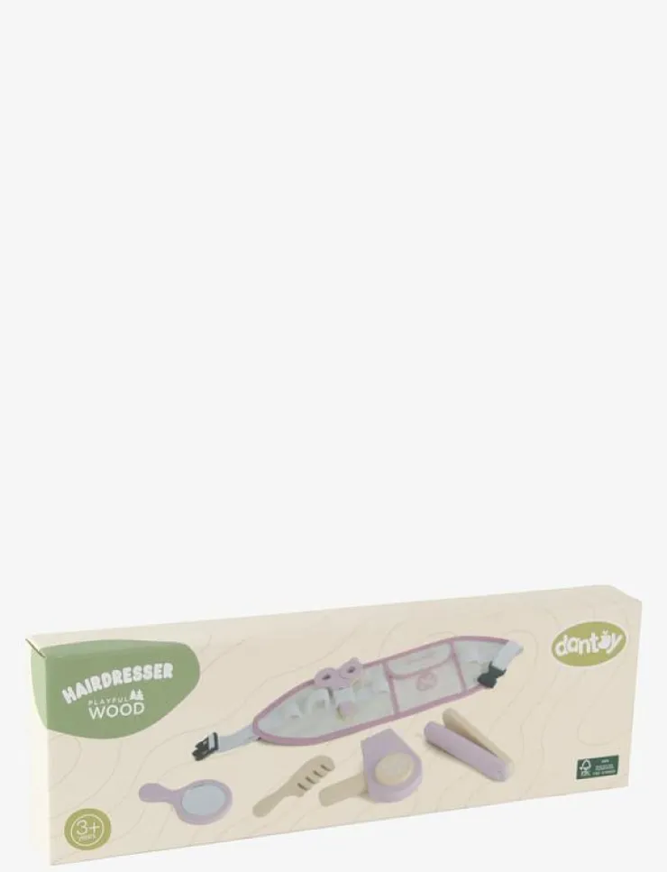 Barn Dantoy Rollspel|HAIRDRESSER SET WOODEN IN GIFT BOX 6 PARTS - Låtsassmink & Accessoar