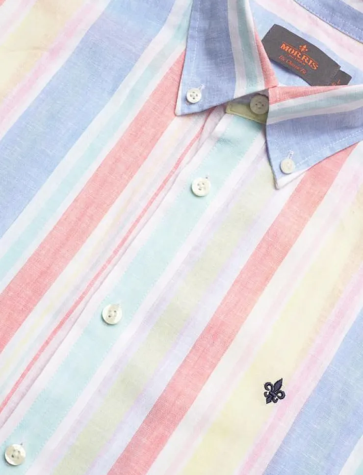 Morris Skjortor|Happy Linen Stripe Shirt-Classic Fit - Randiga skjortor