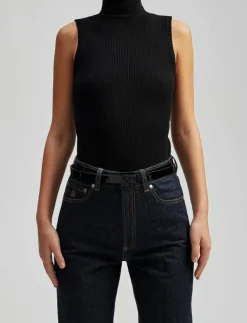 Kvinnor Malina Bälten|Hazel double length patent iconic leather belt - Skärp