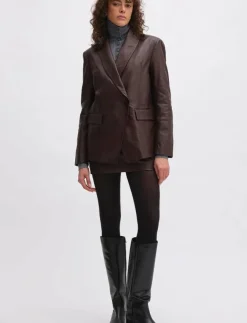 REMAIN Birger Christensen HEAVY LEATHER BLAZER - Skinnjackor|Kvinnor Kavajer