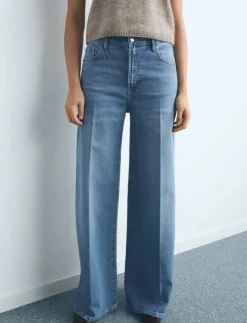 Mango High-waisted wide leg jeans - Vida byxor|Kvinnor Kläder