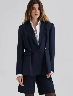 Malina Illiana Fitted Button Detailed Wool Blend blazer - Enkelknäppta kavajer|Kvinnor Kavajer