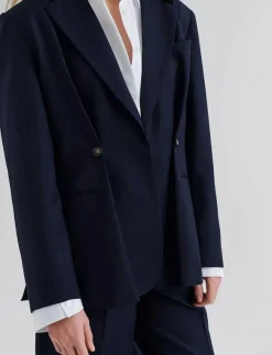 Malina Illiana Fitted Button Detailed Wool Blend blazer - Enkelknäppta kavajer|Kvinnor Kavajer