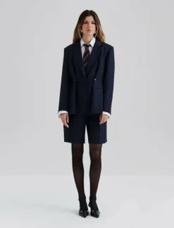 Malina Illiana Fitted Button Detailed Wool Blend blazer - Enkelknäppta kavajer|Kvinnor Kavajer
