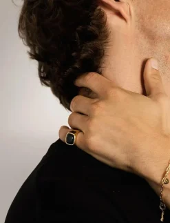 IX Studios IX Cushion Signet Ring Hawks Eye - Ringar| Smycken