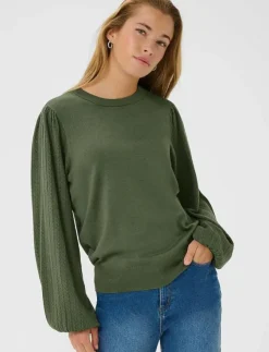 Kvinnor Kaffe Plus Size & Curvy|Stickat|KAlone Pointelle Pullover - Stickat