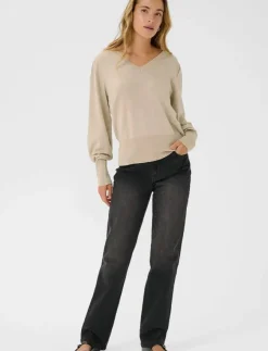 Kaffe KAlone v-neck Pullover - Stickat|Kvinnor Kläder