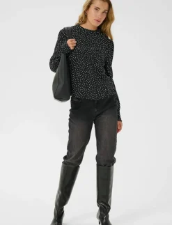 Kvinnor Kaffe Plus Size & Curvy|Blusar & Skjortor|KArea Printed Blouse - Långärmade blusar