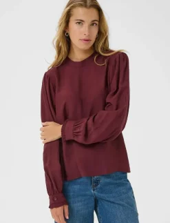Kvinnor Kaffe Plus Size & Curvy|Blusar & Skjortor|KArea Solid Blouse - Långärmade blusar