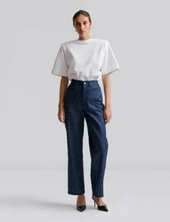 Malina Kendra High waisted rhinestone Jeans - Vida byxor|Kvinnor Denimkläder