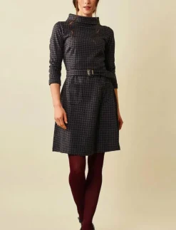Jumperfabriken Kim Houndstooth Dress - Midiklänningar|Kvinnor Klänningar
