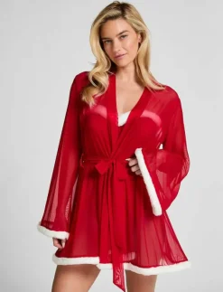 Kvinnor Hunkemöller Morgonrockar|Morgonrockar|KIMONO MESH SANTA - Morgonrock