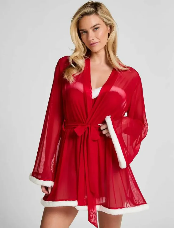 Kvinnor Hunkemöller Morgonrockar|Morgonrockar|KIMONO MESH SANTA - Morgonrock