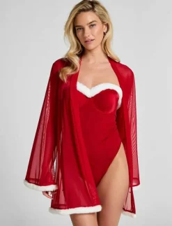 Kvinnor Hunkemöller Morgonrockar|Morgonrockar|KIMONO MESH SANTA - Morgonrock