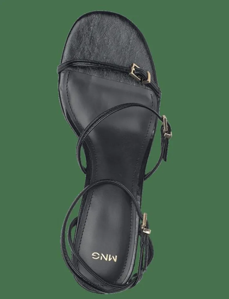 Kvinnor Mango Sandaler|Högklackade Skor|Kitten-heel sandals with buckle - Sandaler