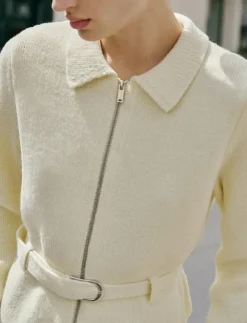 Kvinnor Mango Jackor & Kappor|Knitted jacket with belt and buckle - Ulljackor