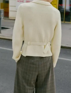 Kvinnor Mango Jackor & Kappor|Knitted jacket with belt and buckle - Ulljackor