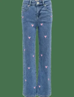 Kids Only KOGJUICY WIDE LEG HEART EMB JEANS NOOS - Bootcut jeans|Barn Nederdelar