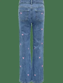Kids Only KOGJUICY WIDE LEG HEART EMB JEANS NOOS - Bootcut jeans|Barn Nederdelar