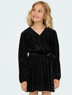 Barn Kids Only Klänningar & Kjolar|KOGVELLA L/S O-NECK VELVET DRESS JRS - Festklänningar