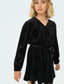 Barn Kids Only Klänningar & Kjolar|KOGVELLA L/S O-NECK VELVET DRESS JRS - Festklänningar