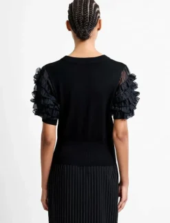 French Connection KRISTA MIX STACKED RUFFLE TOP - Kortärmade blusar|Kvinnor Blusar & Skjortor