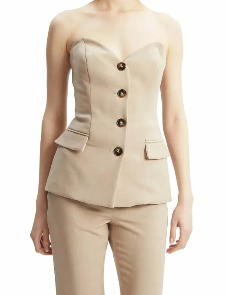 Kvinnor Bardot Kavajer|KYLIAN BUTTON FRONT TOP - Linnen