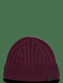 Kvinnor Lauren Ralph Lauren Mössor & Hattar|Leather-Trim Rib-Knit Beanie - Mössor