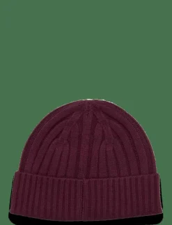 Kvinnor Lauren Ralph Lauren Mössor & Hattar|Leather-Trim Rib-Knit Beanie - Mössor