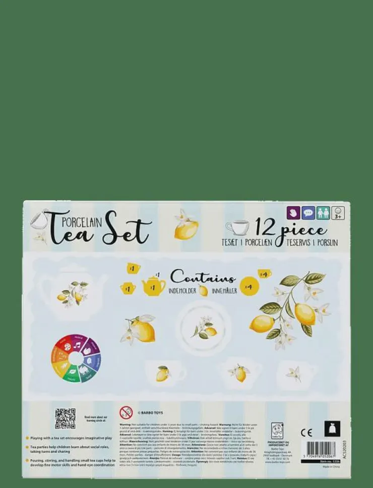 Barbo Toys Lemon 12 pcs porcelain tea set - Leksakskök & Tillbehör|Barn Leksakskök & Tillbehör
