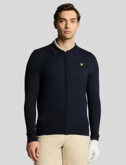 Lyle & Scott Sport Sweatshirts|Lightweight Knitted Collared Cardigan - Stickat