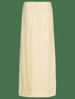 Kvinnor Mango Kjolar|Linen skirt with slit - Midi kjolar