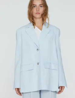 Kvinnor REMAIN Birger Christensen Kavajer|Linen Slit Blazer - Enkelknäppta kavajer