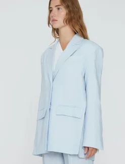 Kvinnor REMAIN Birger Christensen Kavajer|Linen Slit Blazer - Enkelknäppta kavajer