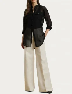 Lauren Ralph Lauren Linen-Blend Twill Wide-Leg Pant - Vida byxor|Kvinnor Byxor