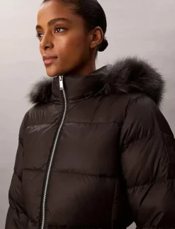 Calvin Klein LONG DOWN JACKET WITH FUR - Dunkappor|Kvinnor Jackor & Kappor