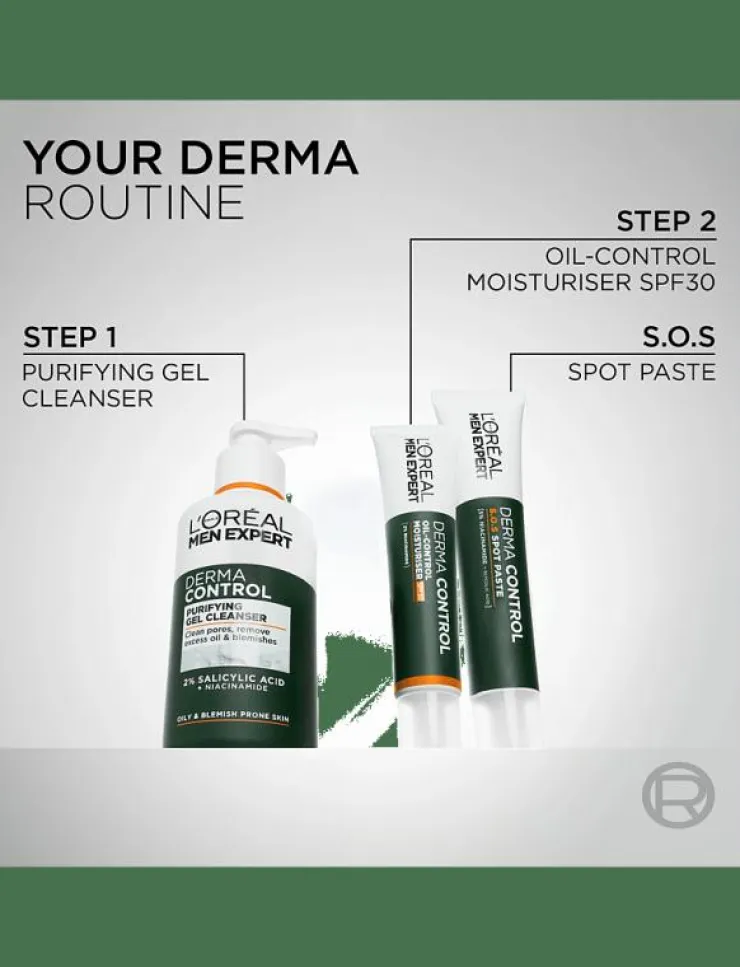 L'Oréal Paris Men Expert Derma Control 2-i-1 punktbehandling & ansiktsmask för oren hud 45 ml - Ansiktsvård| Skönhet|Skönhet