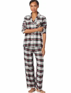 Kvinnor Lauren Ralph Lauren Homewear Pyjamas & Loungewear|LRL L/s Notch collar long pant pj s - Pyjamas