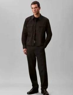 Calvin Klein LS COTTON NYLON EASY CROPPED SHI - Jackor & rockar| Overshirts